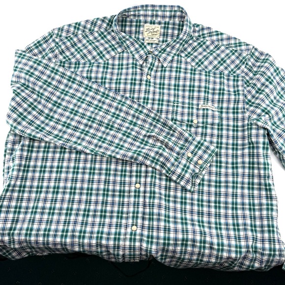 Lucky Brand Other - Lucky Brand Mens XXL Pearl Snap Shirt Plaid Grn/Blue Western Wear Casual‎ Cowboy